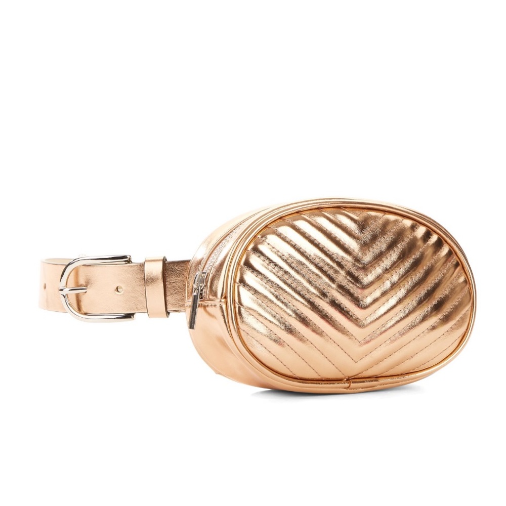 Rose Gold Quilted Fanny Pack Belt Bag - Picture 4 of 6